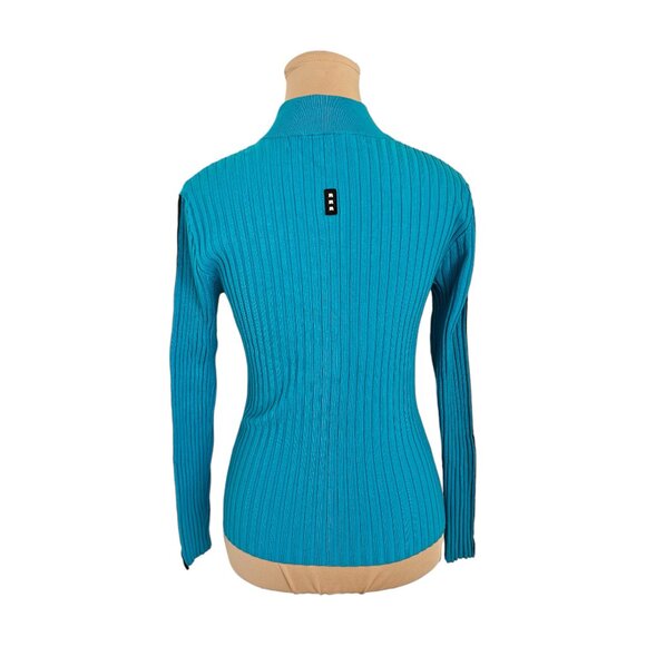Jamie Sadock Blue Ribbed Long Sleeve Zip Top Sz XS - Picture 6 of 9